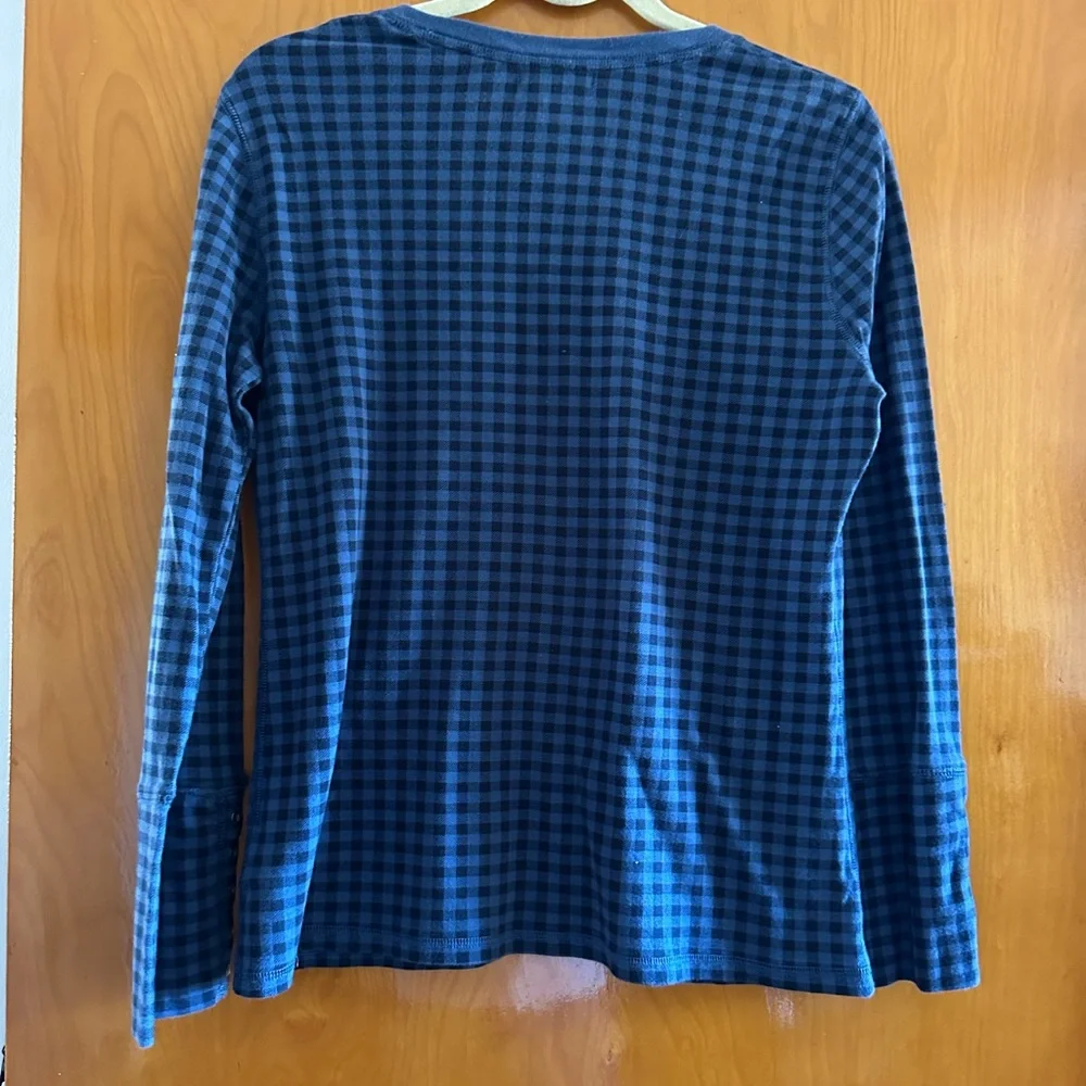 Chaps Checkered Black and Blue Top - Picture 4 of 5